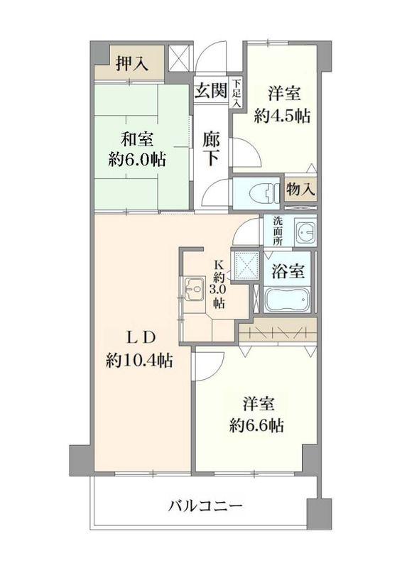 フローラ新横浜(3LDK/1階)の間取り写真