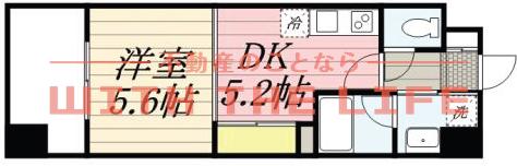 ルネッサンス21久留米六ツ門(1DK/8階)の間取り写真