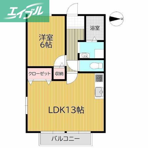 フォブール翔(1LDK/1階)の間取り写真