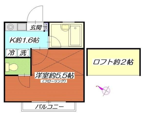 ブランニュー高島台(1K/3階)の間取り写真
