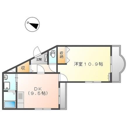 アクアフィールド(1DK/2階)の間取り写真