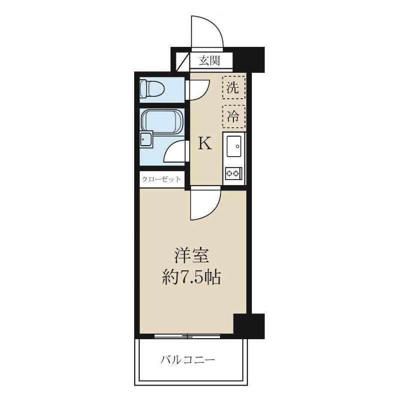 オルザス新潟(1K/6階)の間取り写真