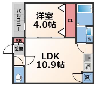 GRANDIR小路東(1LDK/3階)の間取り写真