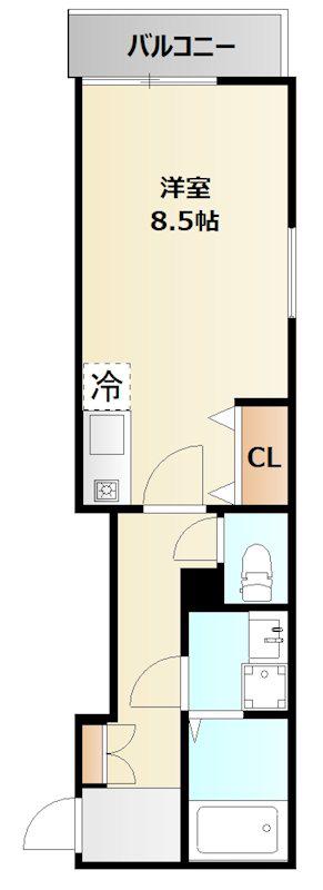 ミリアビタ弁天(ワンルーム/2階)の間取り写真