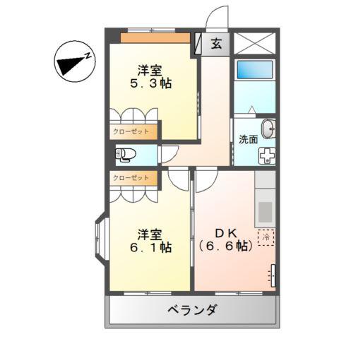 パークレジェンドII(2DK/2階)の間取り写真