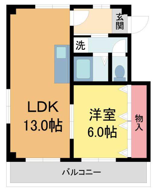 菊池ビル(1LDK/2階)の間取り写真