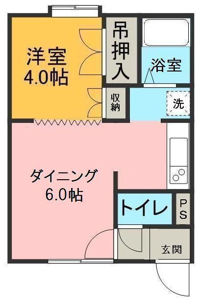 ビューポイントB(1DK/2階)の間取り写真
