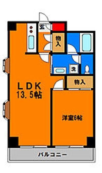レナジア都町(1LDK/2階)の間取り写真