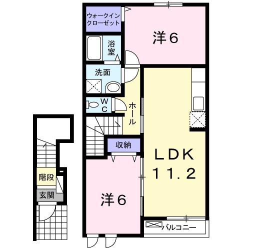 アリエッタ(2LDK/2階)の間取り写真