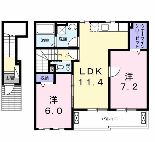 モルトベーネ(2LDK/2階)の間取り写真