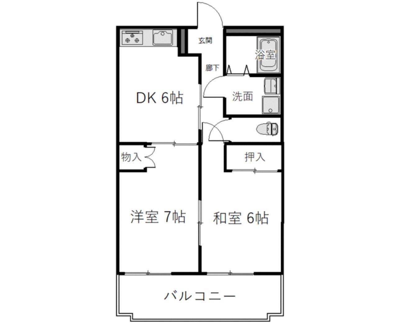 グリーンヒルズ(2DK/3階)の間取り写真