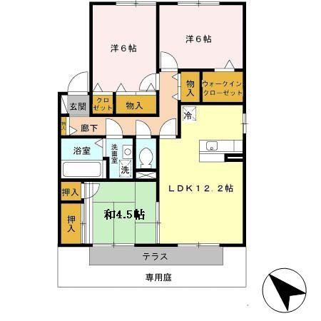 メゾンドブラウニー C棟(3LDK/1階)の間取り写真