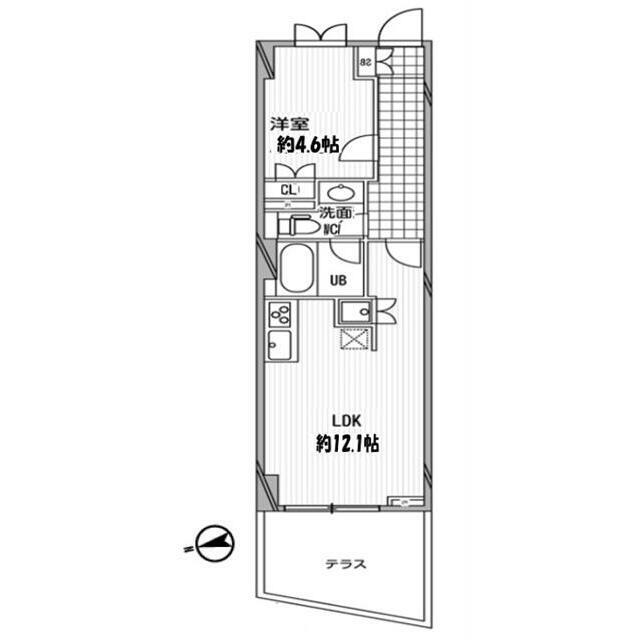 パシフィックコート中延 部屋番号101(1LDK/1階)の間取り写真