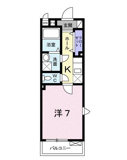 カーサアモローザ(1K/1階)の間取り写真