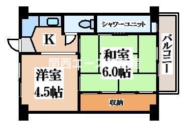 ビレッジハウス宮内(1DK/3階)の間取り写真