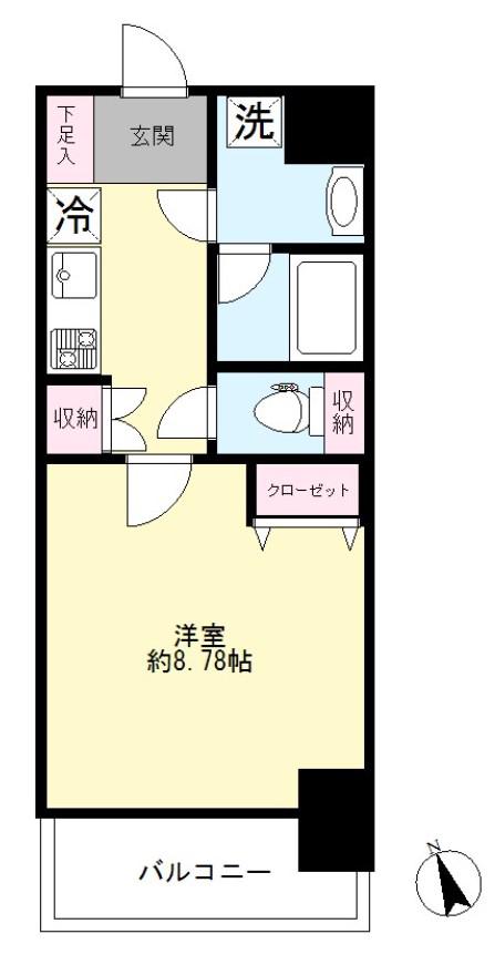 アヴァンツァーレ文京本駒込(1K/8階)の間取り写真