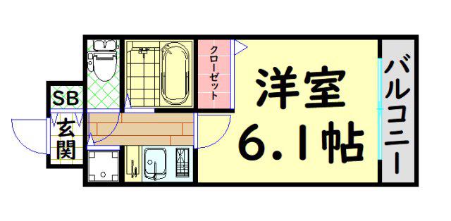 プレサンス大手前パークサイドII(ワンルーム/7階)の間取り写真