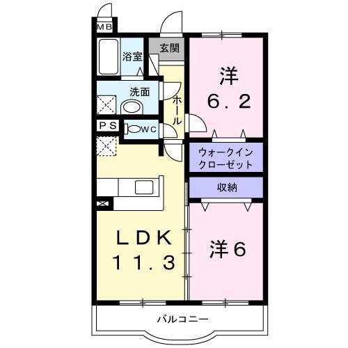 しなの鉄道 大屋駅 徒歩11分 3階建 築16年(2LDK/2階)の間取り写真