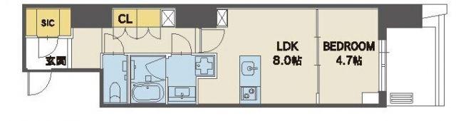 シーズンフラッツ上杉(1LDK/8階)の間取り写真