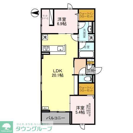 プラウドコート(2LDK/3階)の間取り写真