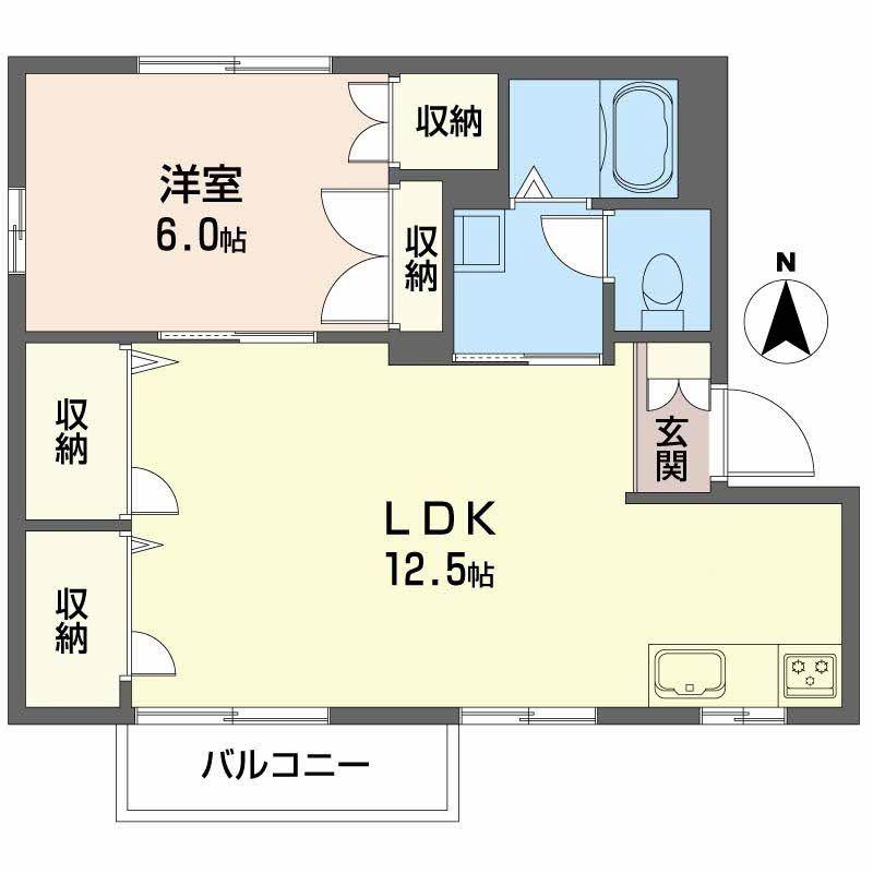 フレグランス瀬戸見A棟(1LDK/2階)の間取り写真