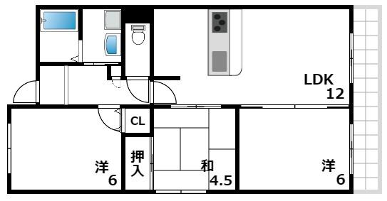 アミューズメントI番館(3LDK/2階)の間取り写真