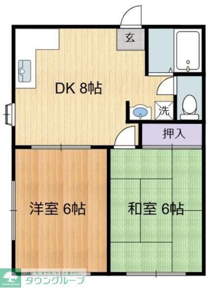 シャンテキシ(2DK/1階)の間取り写真