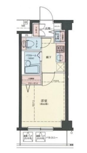 ロアール西品川(1K/1階)の間取り写真
