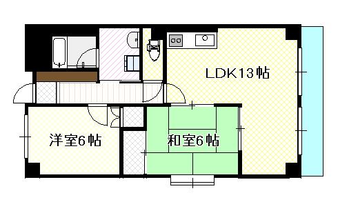エスティ築港(2LDK/1階)の間取り写真