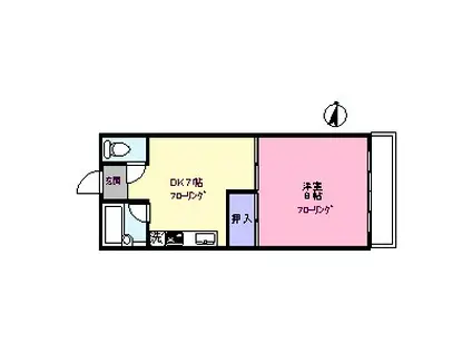 メゾンドール田園(1DK/2階)の間取り写真