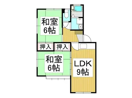 ホワイティー沙羅B棟(2LDK/1階)の間取り写真