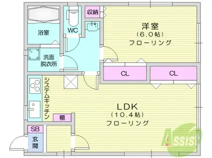 パークハイツ スリーセブン(1LDK/1階)の間取り写真