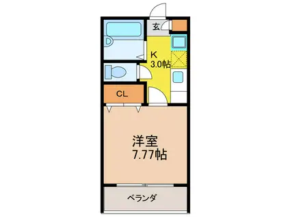 PLEASANT UZU(1K/2階)の間取り写真