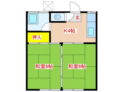 コーポ大口(2K/1階)の間取り写真