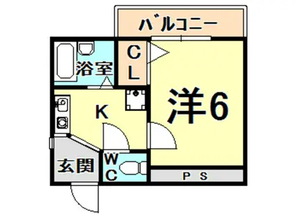 オークル甲東園(1K/3階)の間取り写真