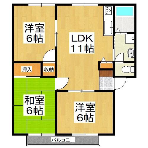 ハートフル21(3LDK/2階)の間取り写真