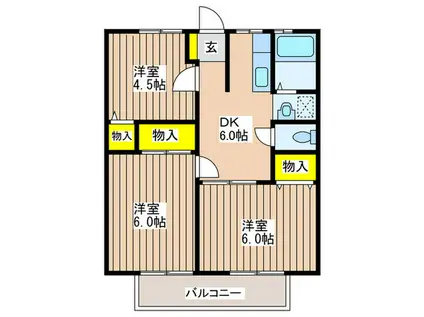 シェグラン宇津木台(3DK/2階)の間取り写真