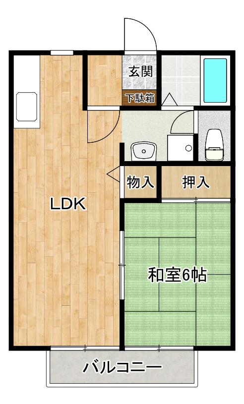 パナハイツ藪塚B(1LDK/2階)の間取り写真