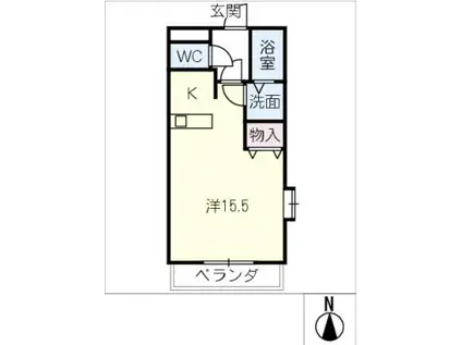 ベラカーサII(ワンルーム/3階)の間取り写真