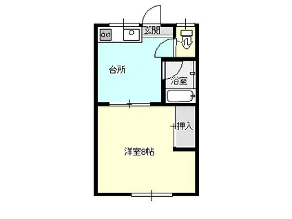 メイプル1(1K/1階)の間取り写真