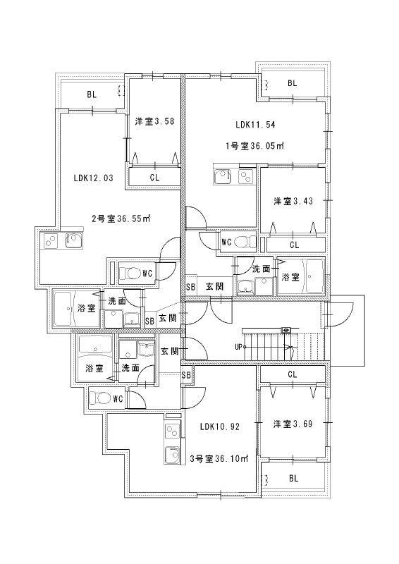 メゾンクレール南福岡駅前(1LDK/3階)の間取り写真