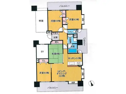 ドリーム久留米駅東(4LDK/7階)の間取り写真