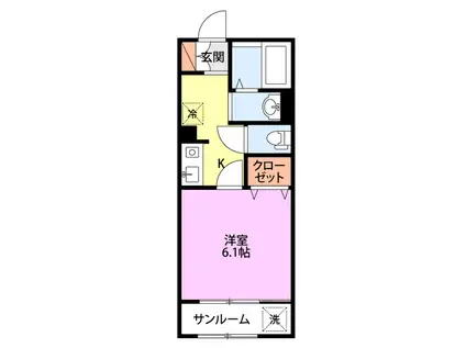 STEPS紫竹山(1K/1階)の間取り写真