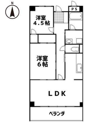 アルファエステート高松町(2LDK/2階)の間取り写真