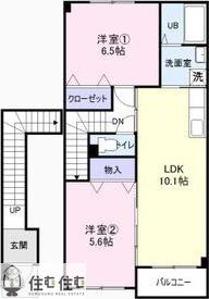 サンフラワー根ノ上(2LDK/2階)の間取り写真