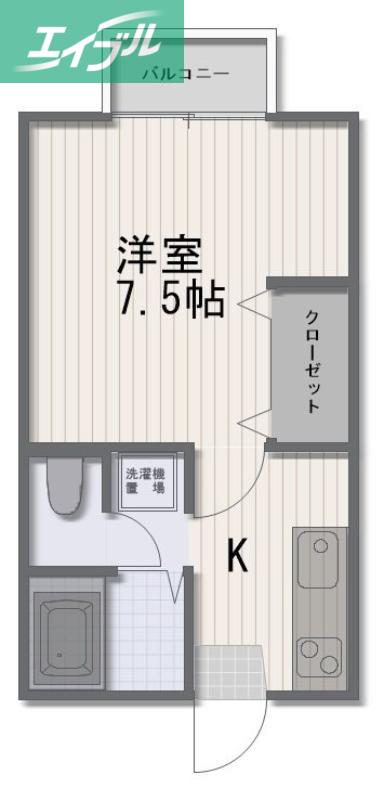 プレステージH・K(1K/2階)の間取り写真