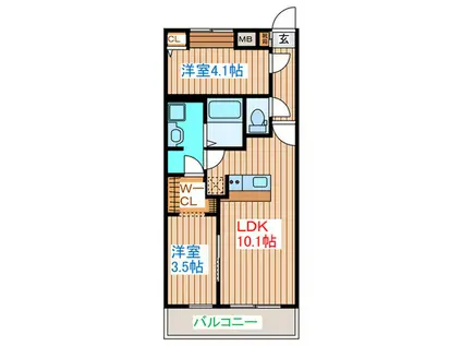 GRAND SOLEIL手倉田(2LDK/1階)の間取り写真