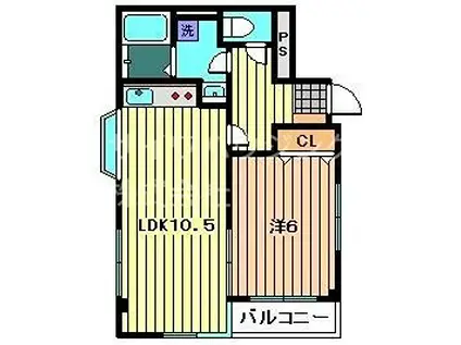 ロワイヤル田中(1LDK/1階)の間取り写真