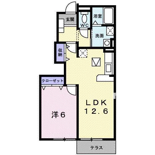 ラフォーレ森(1LDK/1階)の間取り写真