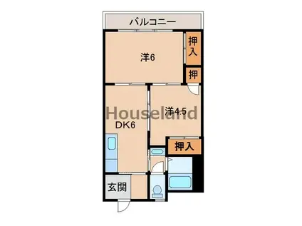 薮田マンション(2DK/2階)の間取り写真